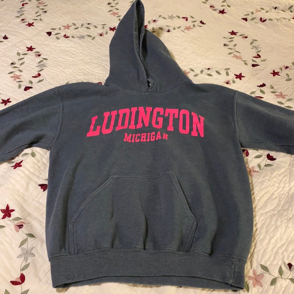 "Ludington, Michigan" Graphic Hoodie by Gildan